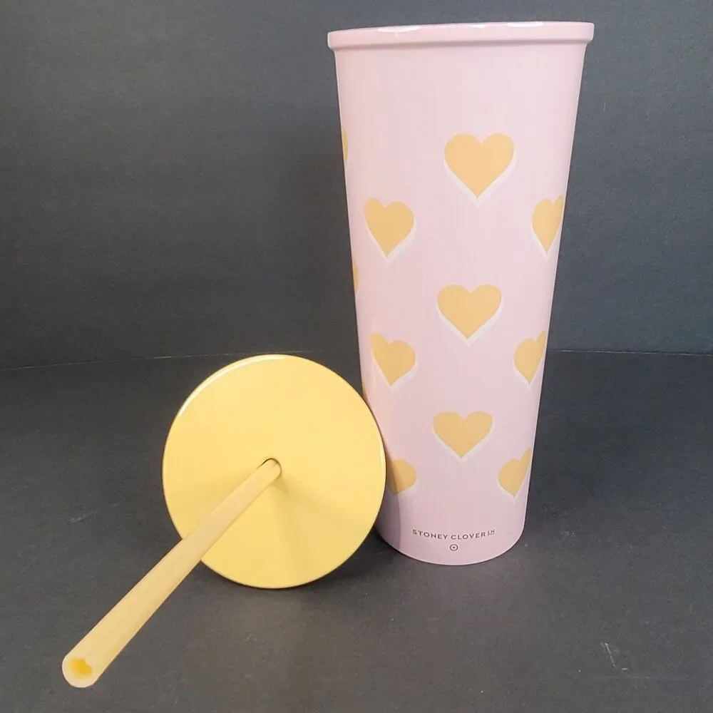 Stoney Clover Lane x Target Hearts Tumbler Stainless Steel 23oz Pink Yellow Lid